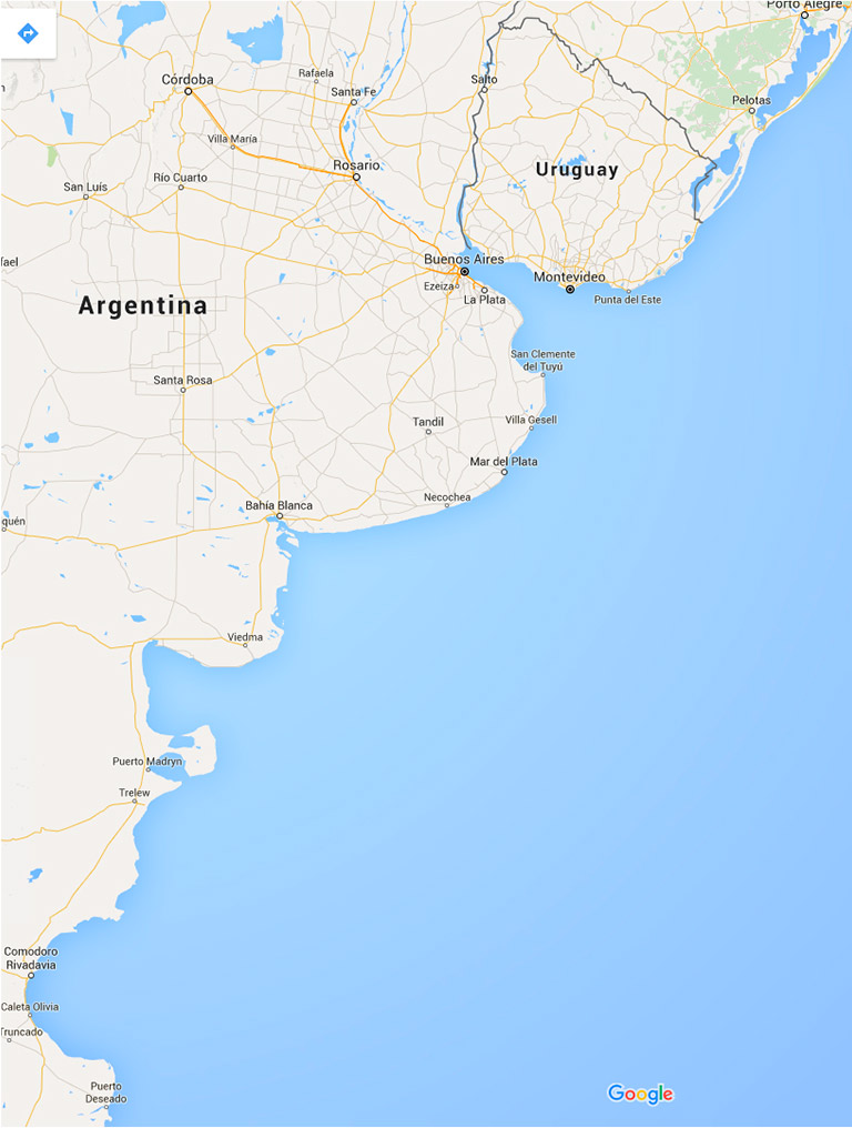 Mapa del centro y sur de Argentina con las localidades donde opera Ashira