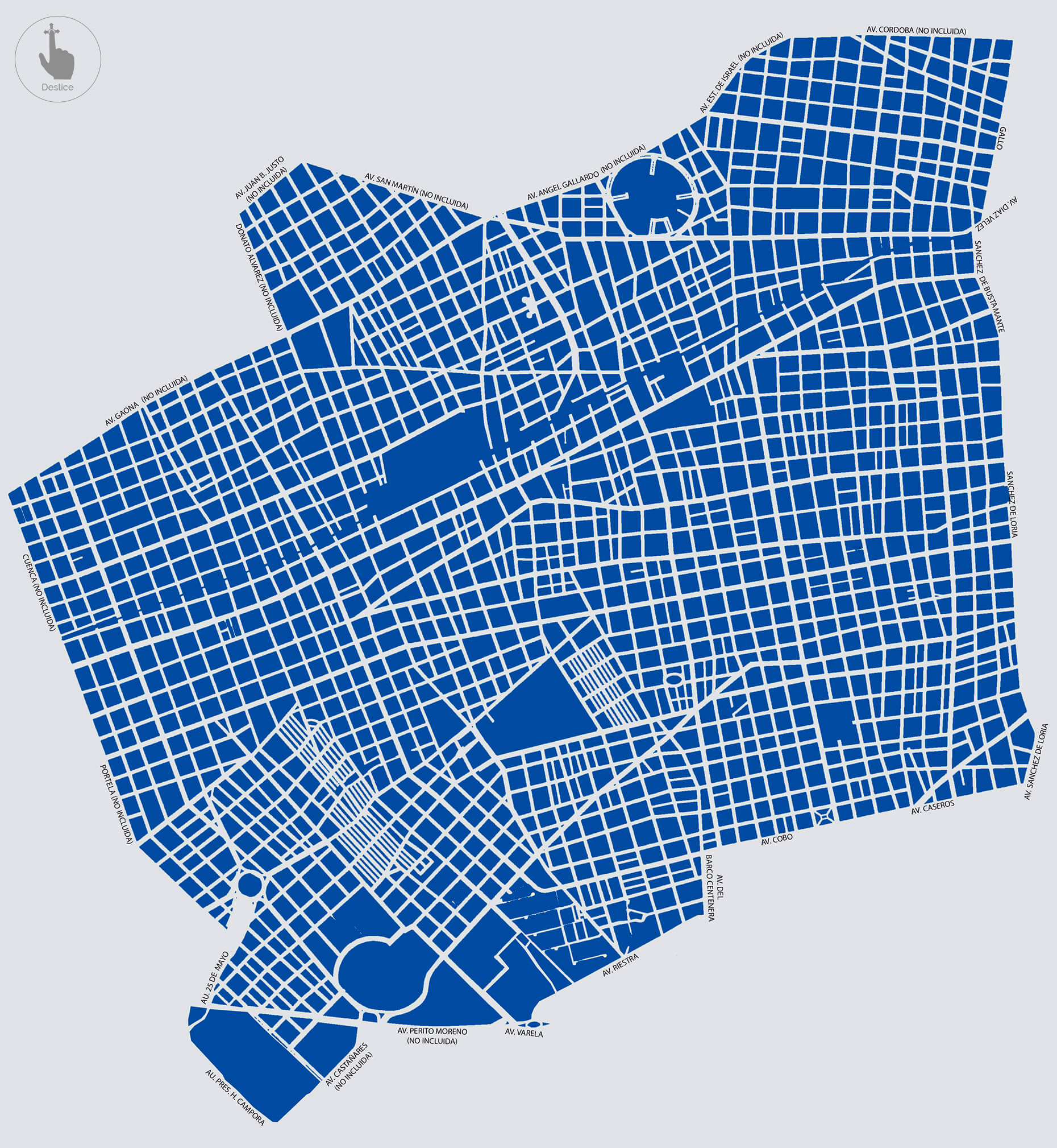 Mapa de cobertura de AMYM U.T.E. en las comunas 5, 6 y 7